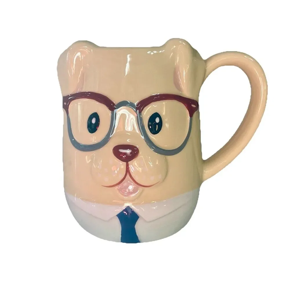 MUG Tag Dog 3D Coffee Mug • Glasses & Tie • Novelty Cup • Dad‎ • Office Work